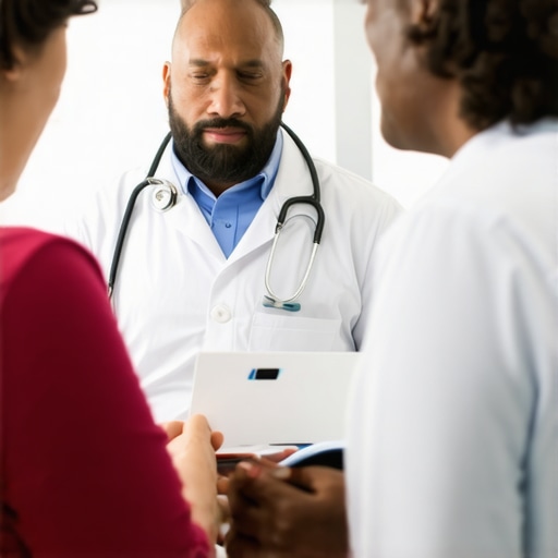 Doctor explaining weight management plan with medication and nutrition to patient.