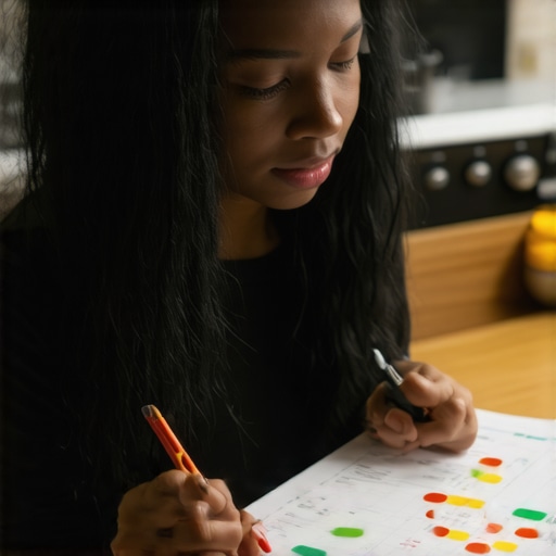 Person reviewing a tailored diet plan with a healthcare professional in a kitchen setting
