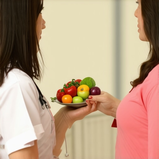 Doctor explaining weight loss medication and nutrition plan to patient.