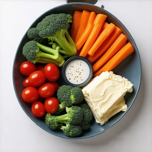 A colorful plate of nutritious foods including vegetables, lean meats, and nuts for weight loss support