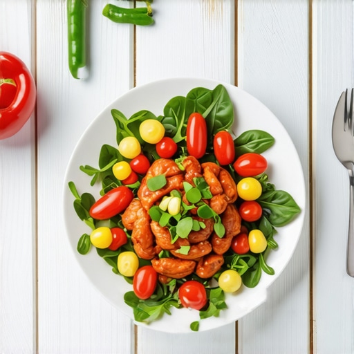 Plate of nutritious food with vegetables and lean protein