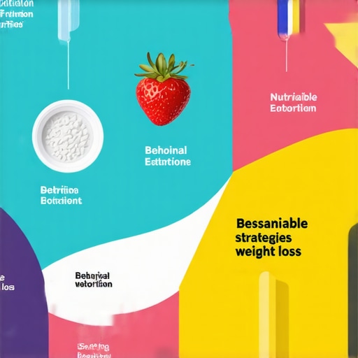 Diagram illustrating the synergy of medications, personalized nutrition, and behavioral techniques in weight management.