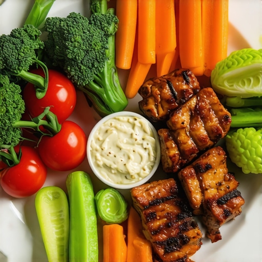 A balanced meal plate with vegetables, lean meats, and healthy fats, representing tailored diet strategies.