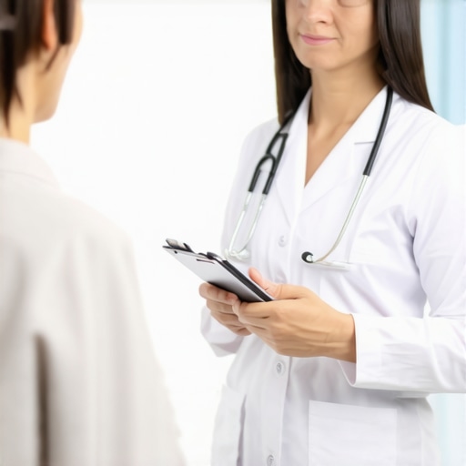 Doctor discussing weight loss plan with patient, highlighting medication and nutrition