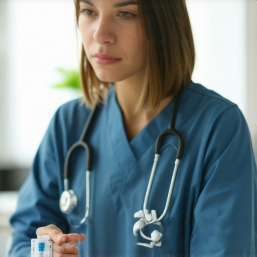 A person discussing diet and medication plans with a healthcare professional