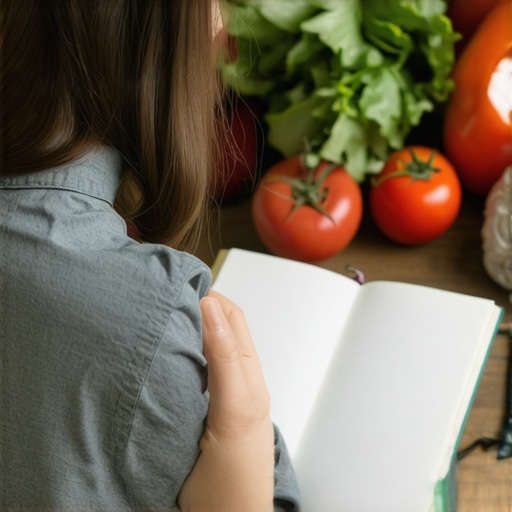 Person writing in a journal while planning healthy meals