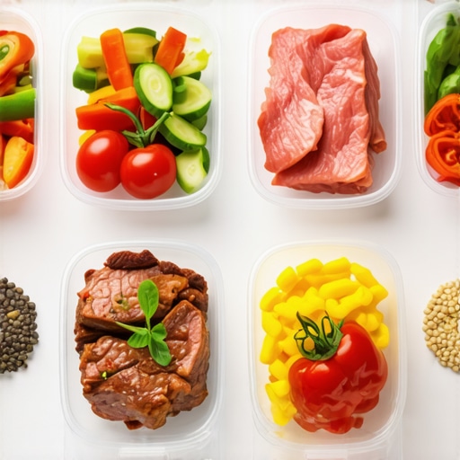 Healthy Meal Prep for Long-Term Fat Loss Plate of nutritious food with lean meats, vegetables, and healthy fats for weight management.