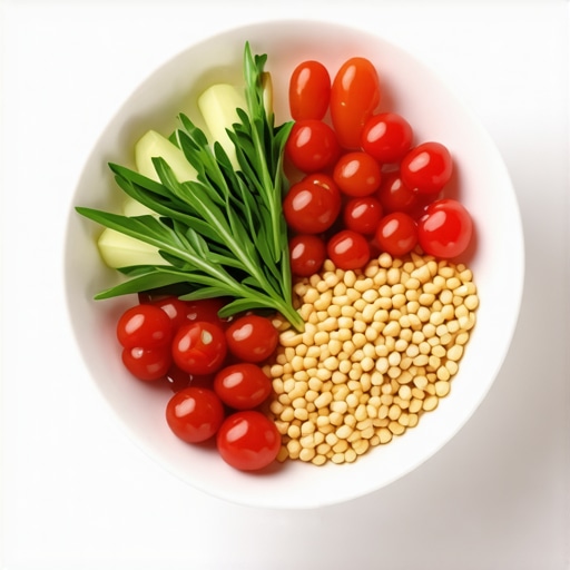 Healthy meal for weight loss success Plate of healthy food with proteins, vegetables, and grains.