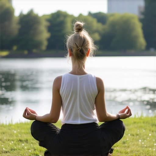 Person meditating outdoors to promote stress relief and hormonal balance.