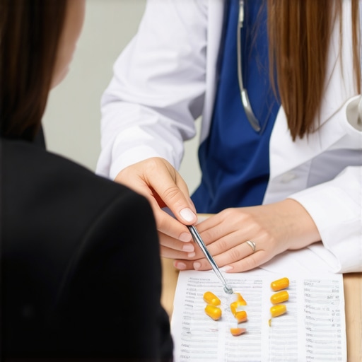 Consulting with a healthcare professional about weight loss strategies. A doctor discussing prescription medication and diet plans with a patient.