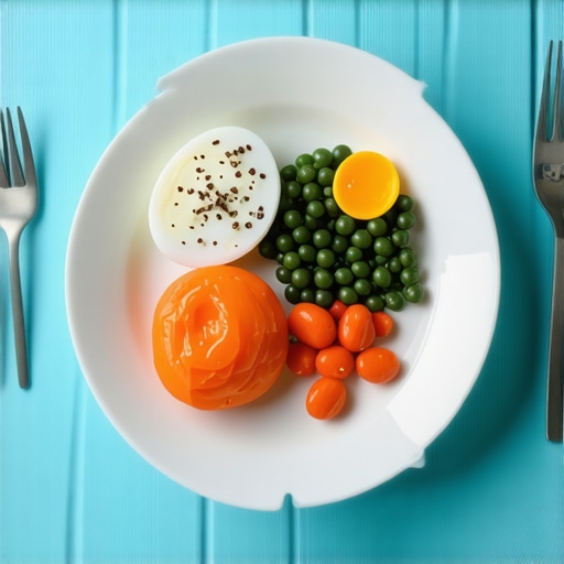 A plate featuring a variety of protein-rich foods including fish, eggs, and legumes.