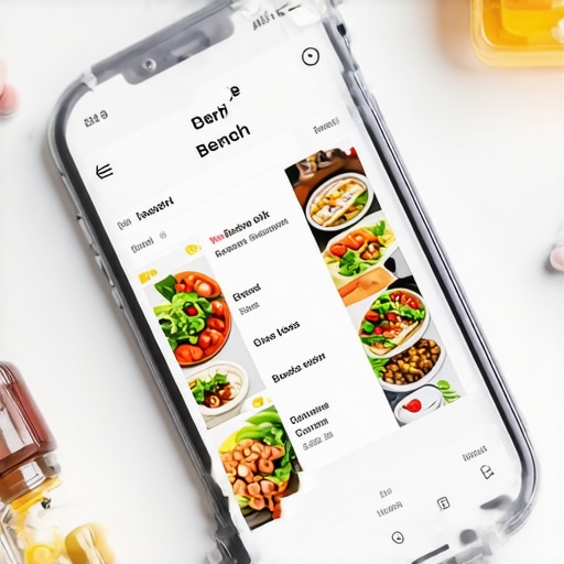 A smartphone showing a tailored meal plan next to medication bottles, symbolizing customized dietary support.