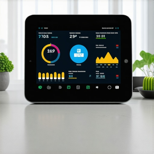 Smart health devices and meal planning apps on a modern kitchen counter