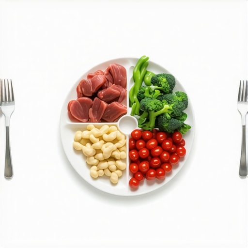 A colorful and nutritious plate showing healthy food choices for prescription diets