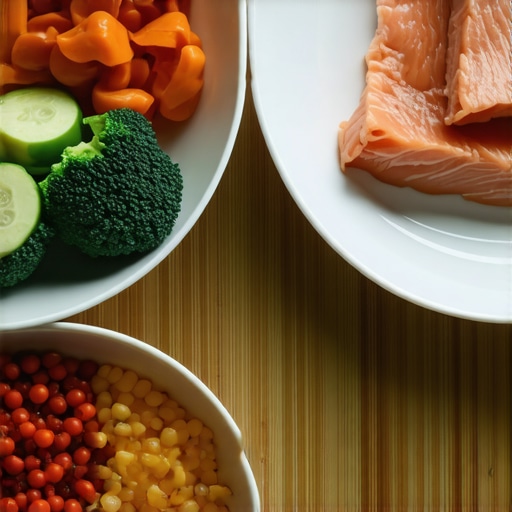 A colorful plate containing vegetables, chicken, and herbs indicating a balanced diet for medication users