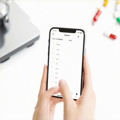 Diet and Medication Support Tools Person using a smartphone app while measuring food with a kitchen scale, illustrating tools for maintaining weight loss routines.