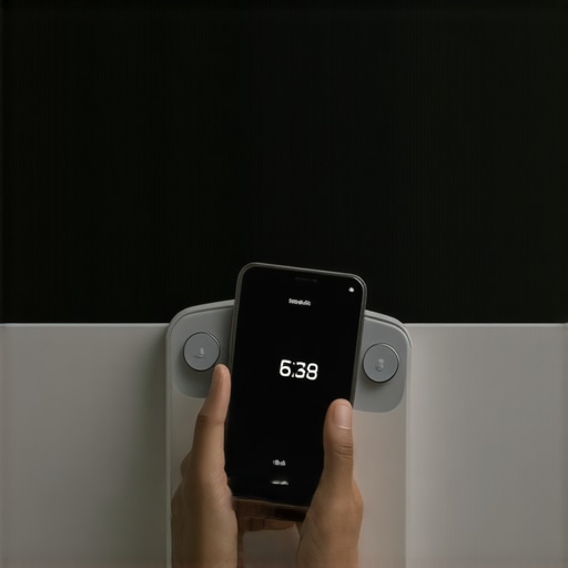 Person monitoring their weight and nutrition via smartphone and smart scale.