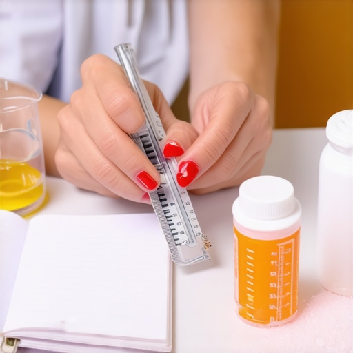 Person tracking sodium intake using food diary and salt bottles, emphasizing electrolyte management during injection therapy.