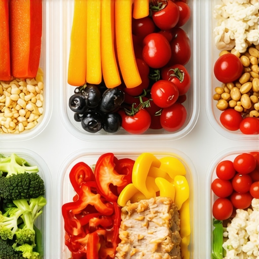 Colorful meal prep containers showcasing vegetables, lean proteins, and grains for effective weight management