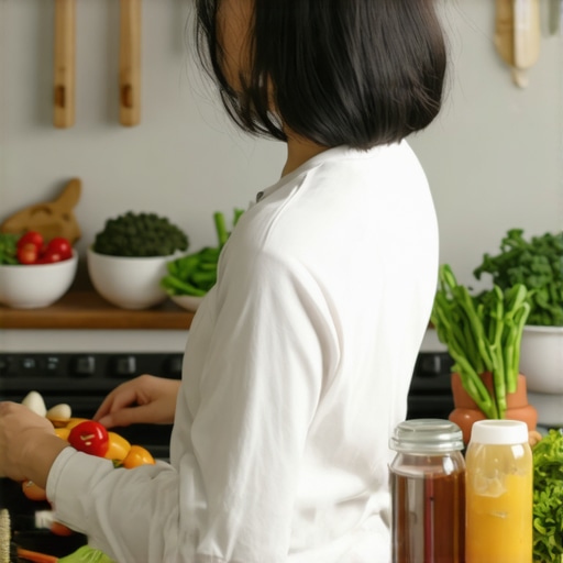 A person preparing balanced, nutrient-rich meals in a kitchen, emphasizing diet customization for weight loss medication effectiveness