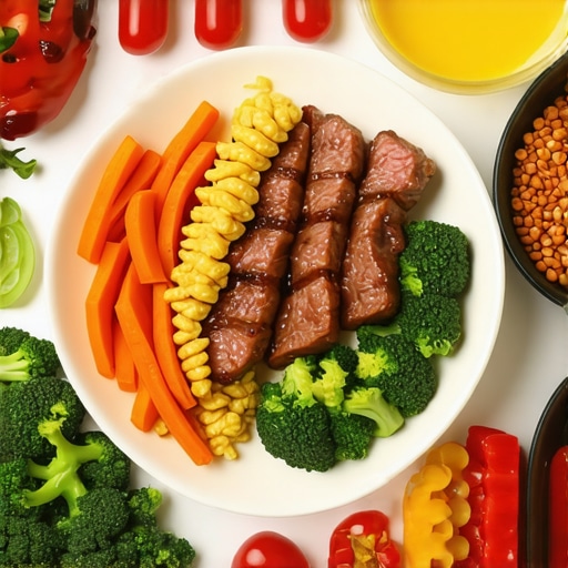 A balanced plate of nutritious food suitable for weight loss medications