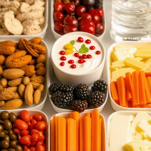 Assorted nutritious snacks suitable for late-night consumption during medication-assisted weight loss.