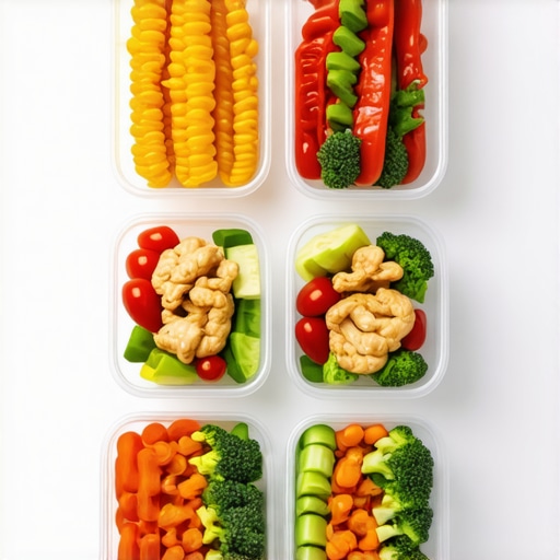 Organized meal prep containers showcasing healthy low-glycemic carbs and vegetables for weight management.