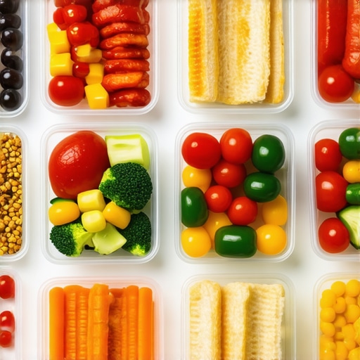 Meal prep setup featuring low glycemic carbs, vegetables, and portion control containers for dieting with medication.