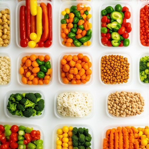 Colorful meal prep containers with healthy foods ready for the week