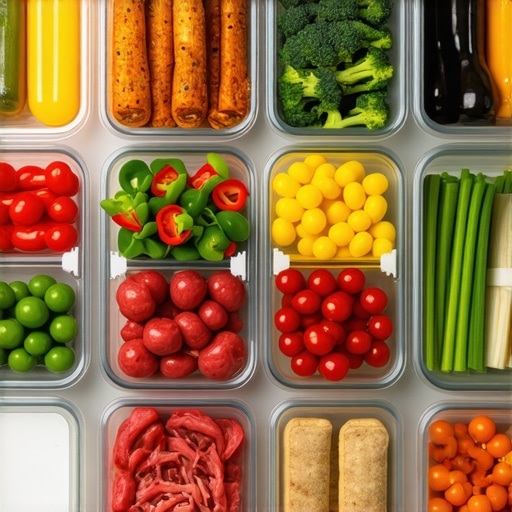 A kitchen scene with meal prep containers, fresh vegetables, and lean meats prepared for weight loss.