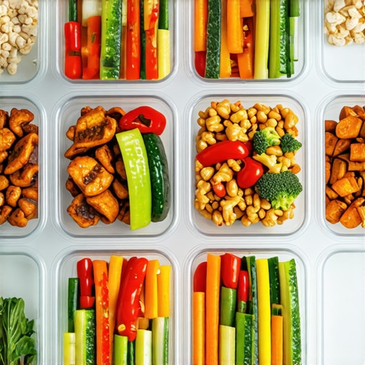Prepared healthy meals with protein, vegetables, and grains ready for the week