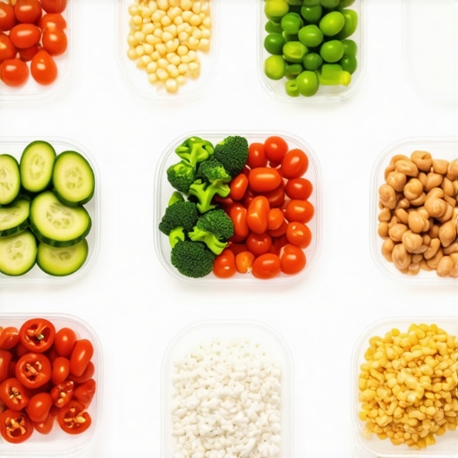 Meal prep for weight loss with medication Colorful meal prep including vegetables and proteins for weight management.