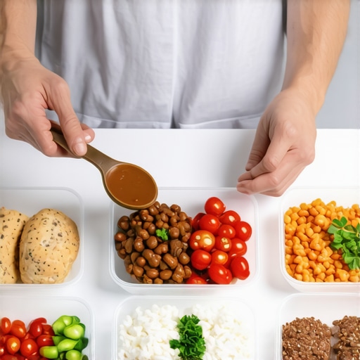 A variety of high-protein foods ready for meal prep focused on weight loss