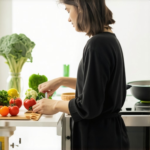 Person chopping vegetables and preparing meal containers for weight management.