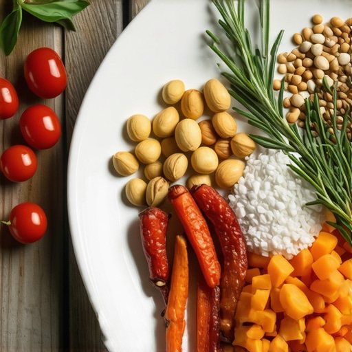 Colorful meal emphasizing foods high in trace minerals like magnesium and potassium.