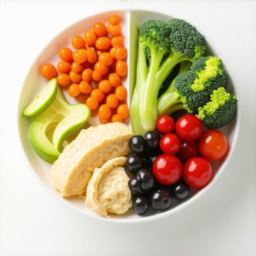 Healthy meal with proteins and vegetables to complement weight loss medication.