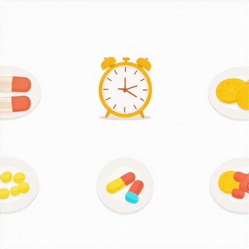 Infographic illustrating best timing practices for medications and meals in weight loss plans.