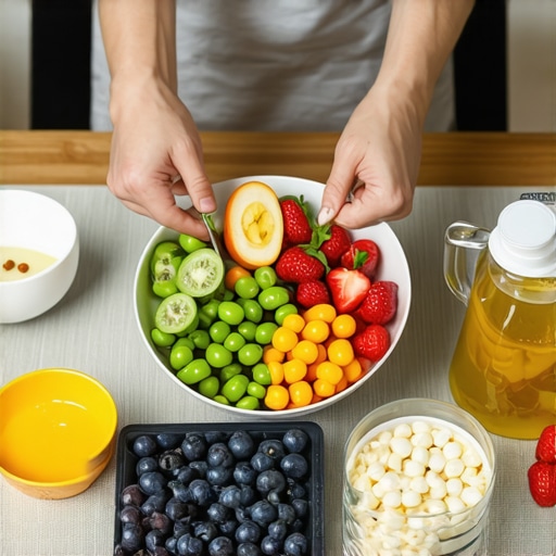 A healthy meal with bananas, spinach, and electrolyte supplements to boost energy during weight loss medication use.