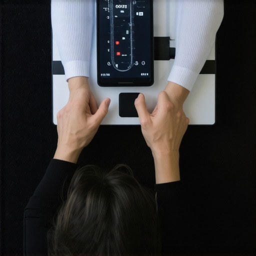 A person monitoring their weight and nutrition using digital tools at home.