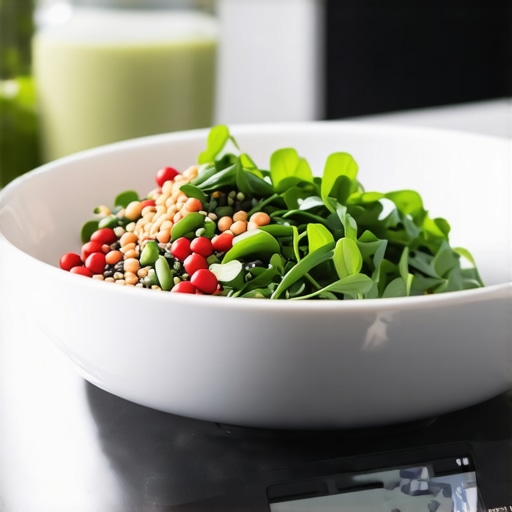 Person measuring ingredients with a digital kitchen scale for healthy eating
