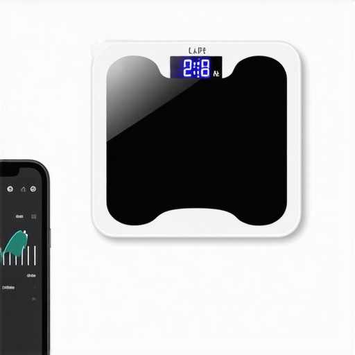 A person using a digital scale and smartphone to monitor health data for weight loss