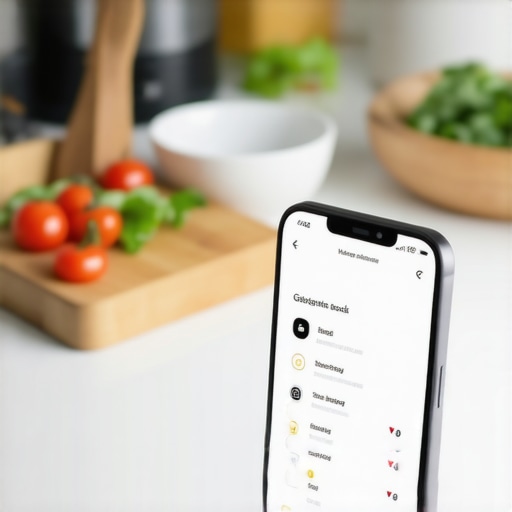 A person holding a smartphone displaying a health tracking application for diet and medication logs.