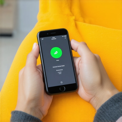 A hand holding a smartphone displaying a health app alongside a wearable fitness tracker on the wrist.