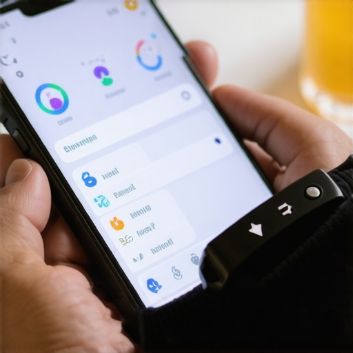 Person using a smartphone with fitness tracker and nutrition app for weight loss.