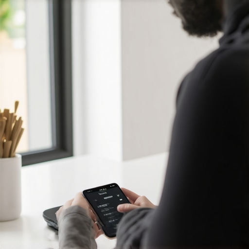 Tech-savvy weight management tools in action Person measuring food portions with digital scale and logging data on smartphone for weight loss
