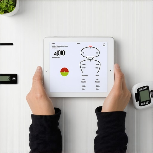 Person measuring food and monitoring blood glucose to optimize weight loss with medication.
