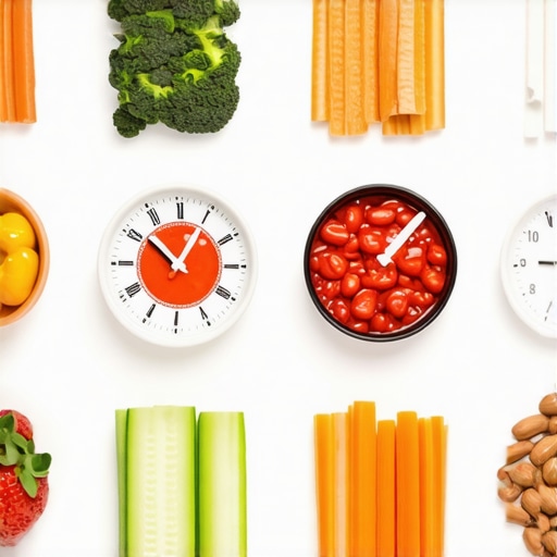 Illustration of a daily meal plan with time slots and healthy food icons for optimal weight loss