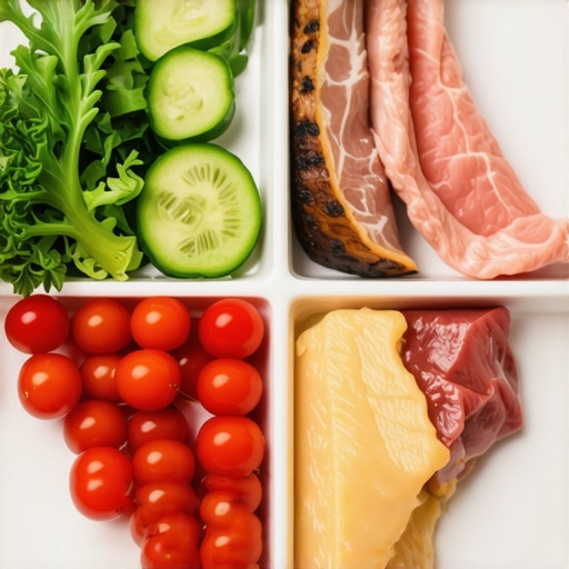 A plate with lean chicken, vegetables, and healthy oils, illustrating optimal meal composition during weight loss medication use.