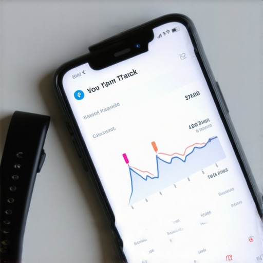 A fitness tracker next to a smartphone with health stats displayed, emphasizing technology in weight loss.