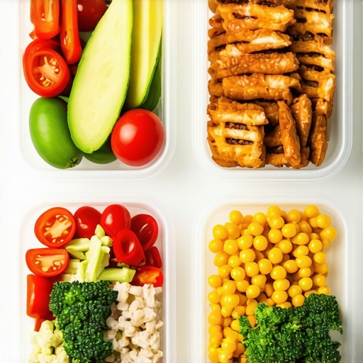 Meal prep containers filled with healthy foods supporting weight loss medication.